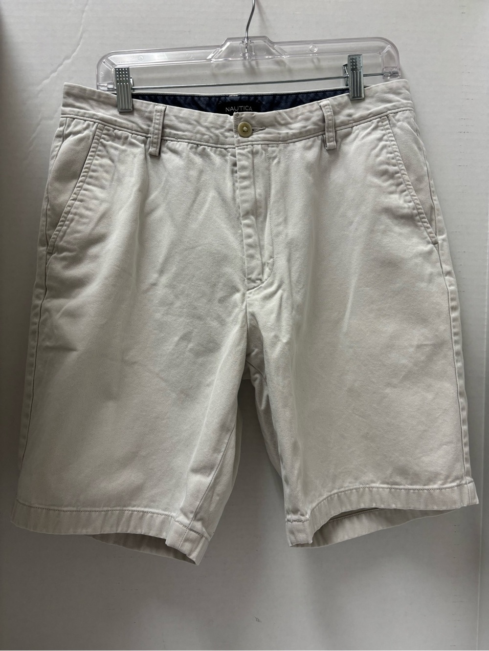 Nautica Men's Light Cream Flat Front Chino Shorts
